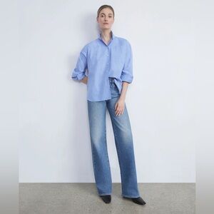 Lafayette 148 New York L148 DENIM WYCKOFF WIDE-LEG JEAN in Faded Skyline, NWOT